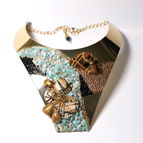 Gold Plated Choker 2 Bracelet and Earrings Set by Patricia Adelson - Picture 6 of 12